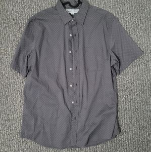 Old Navy L Grey/white Polka-dot Short Sleeve Shirt